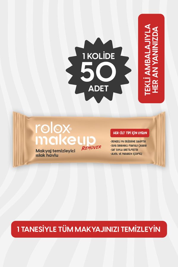 Rolox Makeup Remover 50 Adet - Makyaj Temizleyici Islak Havlu - Görsel 2