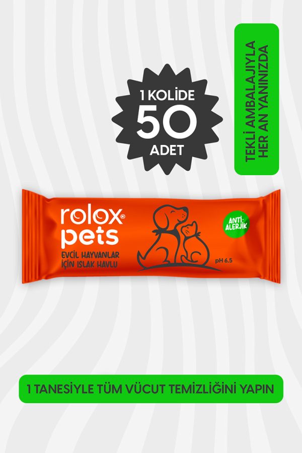 Rolox Pets 50 Adet - Evcil Hayvanlar İçin Islak Havlu - Görsel 2