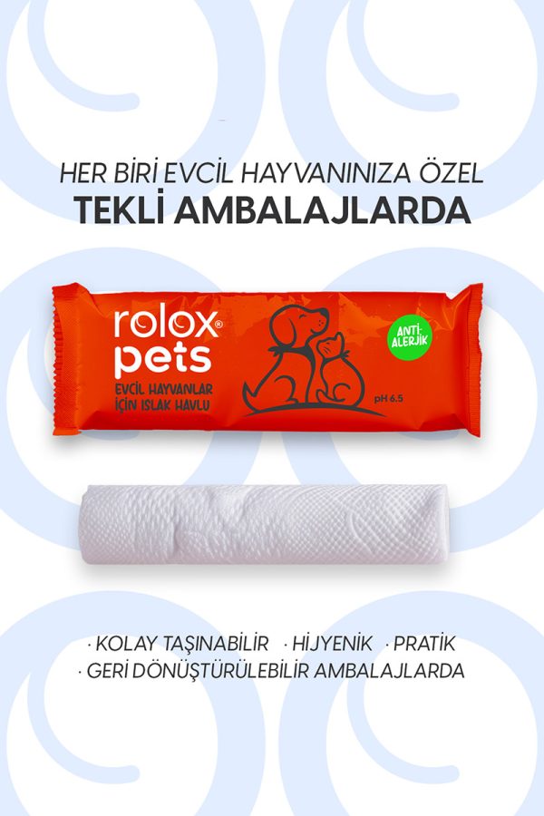 Rolox Pets 50 Adet - Evcil Hayvanlar İçin Islak Havlu - Görsel 4