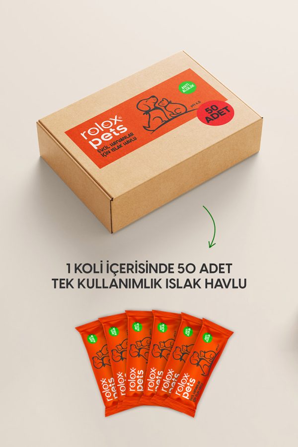 Rolox Pets 50 Adet - Evcil Hayvanlar İçin Islak Havlu - Görsel 5