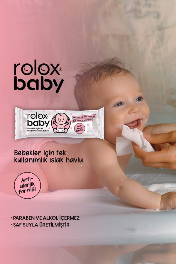 Rolox Baby 50 Adet - Bebekler İçin Tek Kullanımlık Islak Havlu