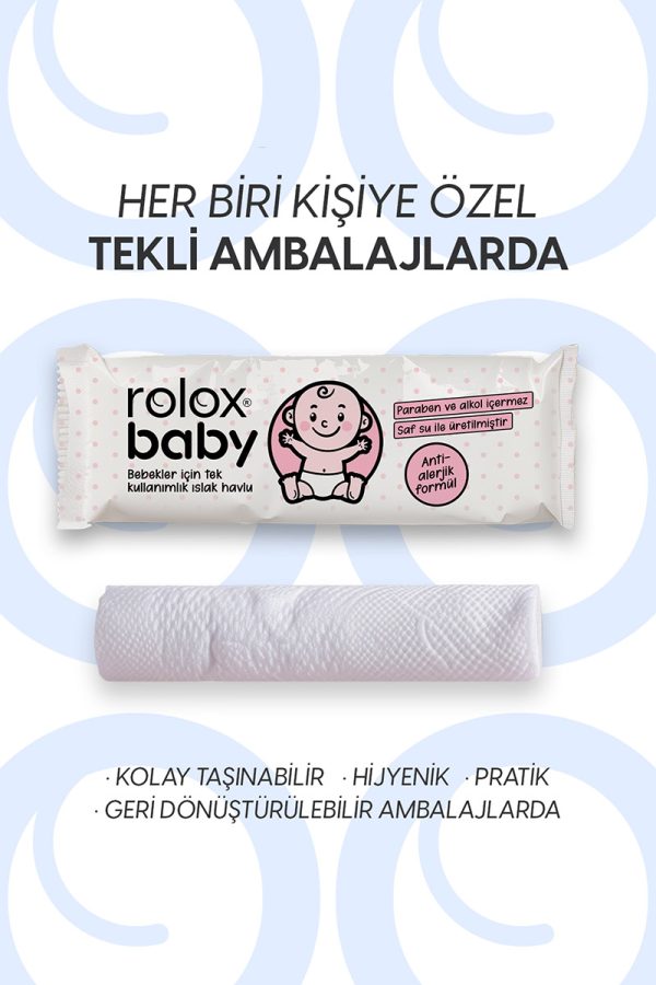 Rolox Baby 50 Adet - Bebekler İçin Tek Kullanımlık Islak Havlu - Görsel 4