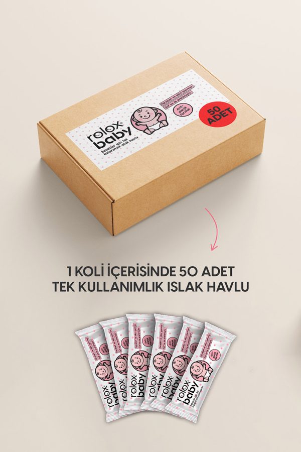 Rolox Baby 50 Adet - Bebekler İçin Tek Kullanımlık Islak Havlu - Görsel 5